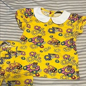 Moschino Bright Yellow Floral Bear Two Piece